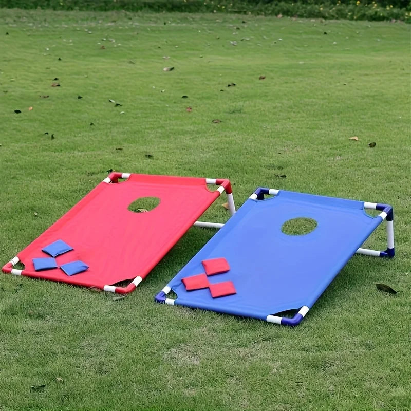 1Set Red and Blue Portable Corn Hole Game Set Foldable and Durable Beach Bag Game