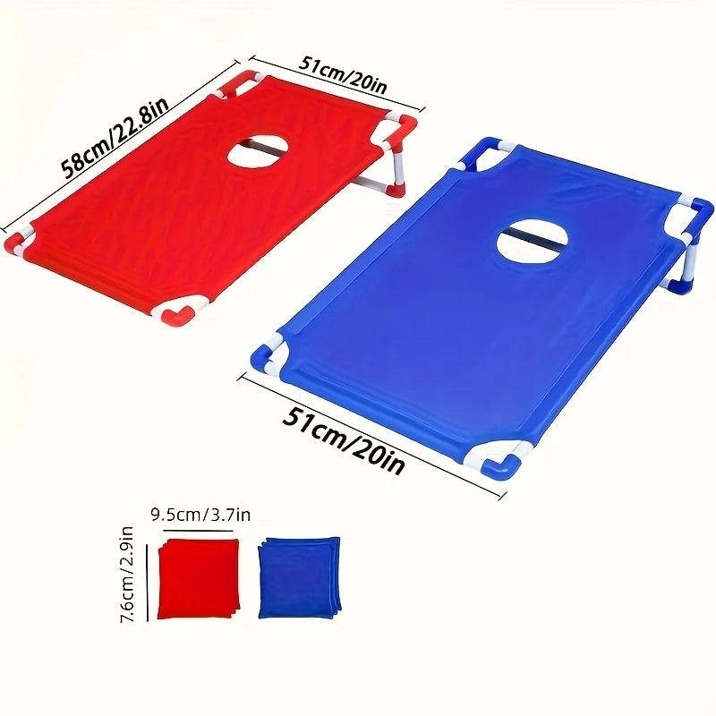 1Set Red and Blue Portable Corn Hole Game Set Foldable and Durable Beach Bag Game