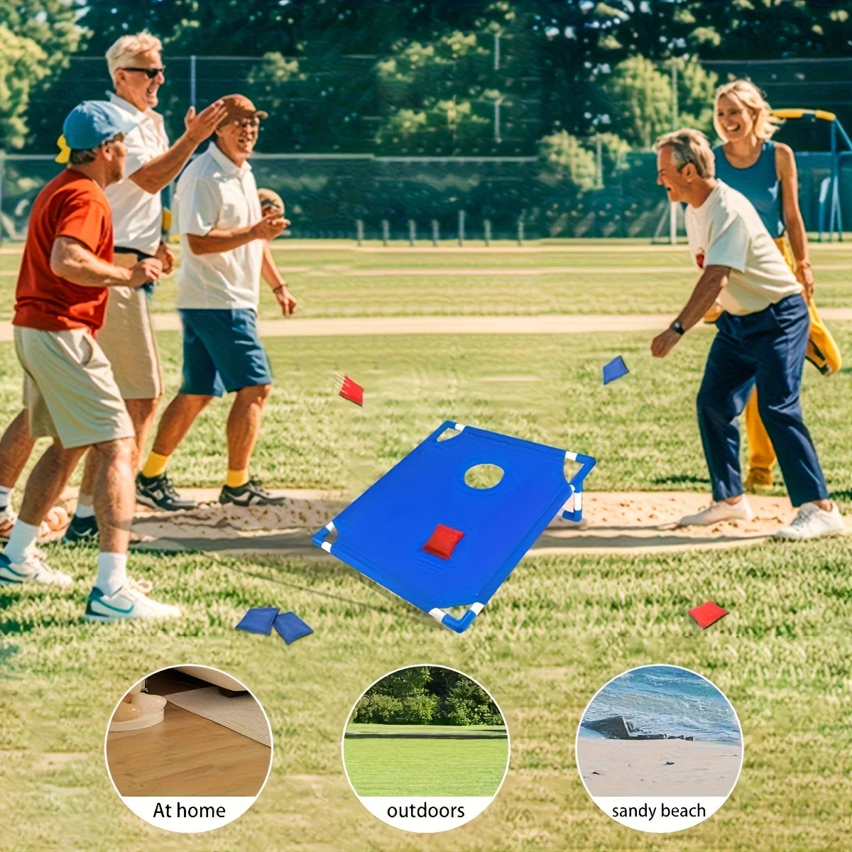1Set Red and Blue Portable Corn Hole Game Set Foldable and Durable Beach Bag Game
