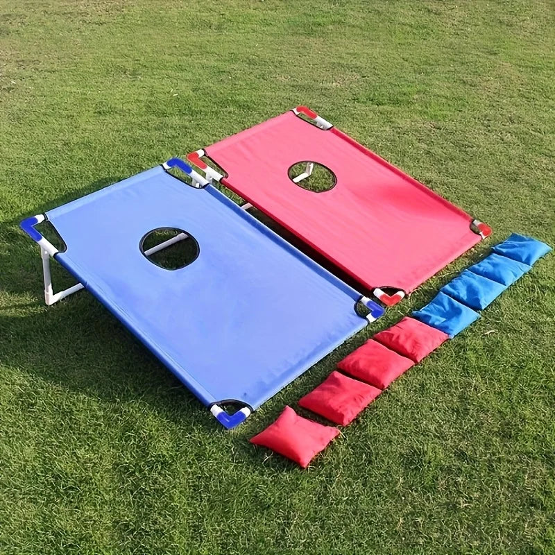 1Set Red and Blue Portable Corn Hole Game Set Foldable and Durable Beach Bag Game