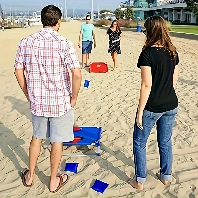 1Set Red and Blue Portable Corn Hole Game Set Foldable and Durable Beach Bag Game