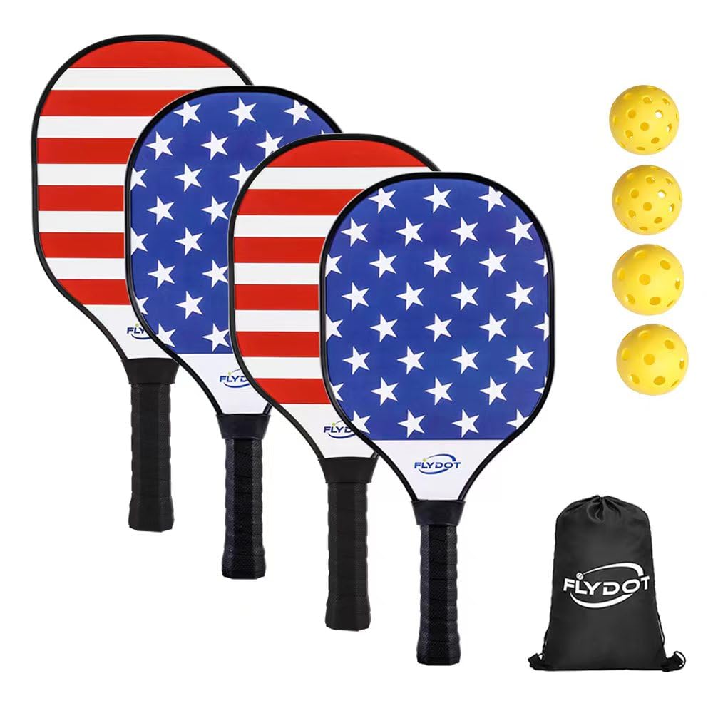 Pickleball Paddle Set – 4 Paddles, 4 Balls & Carry Bag