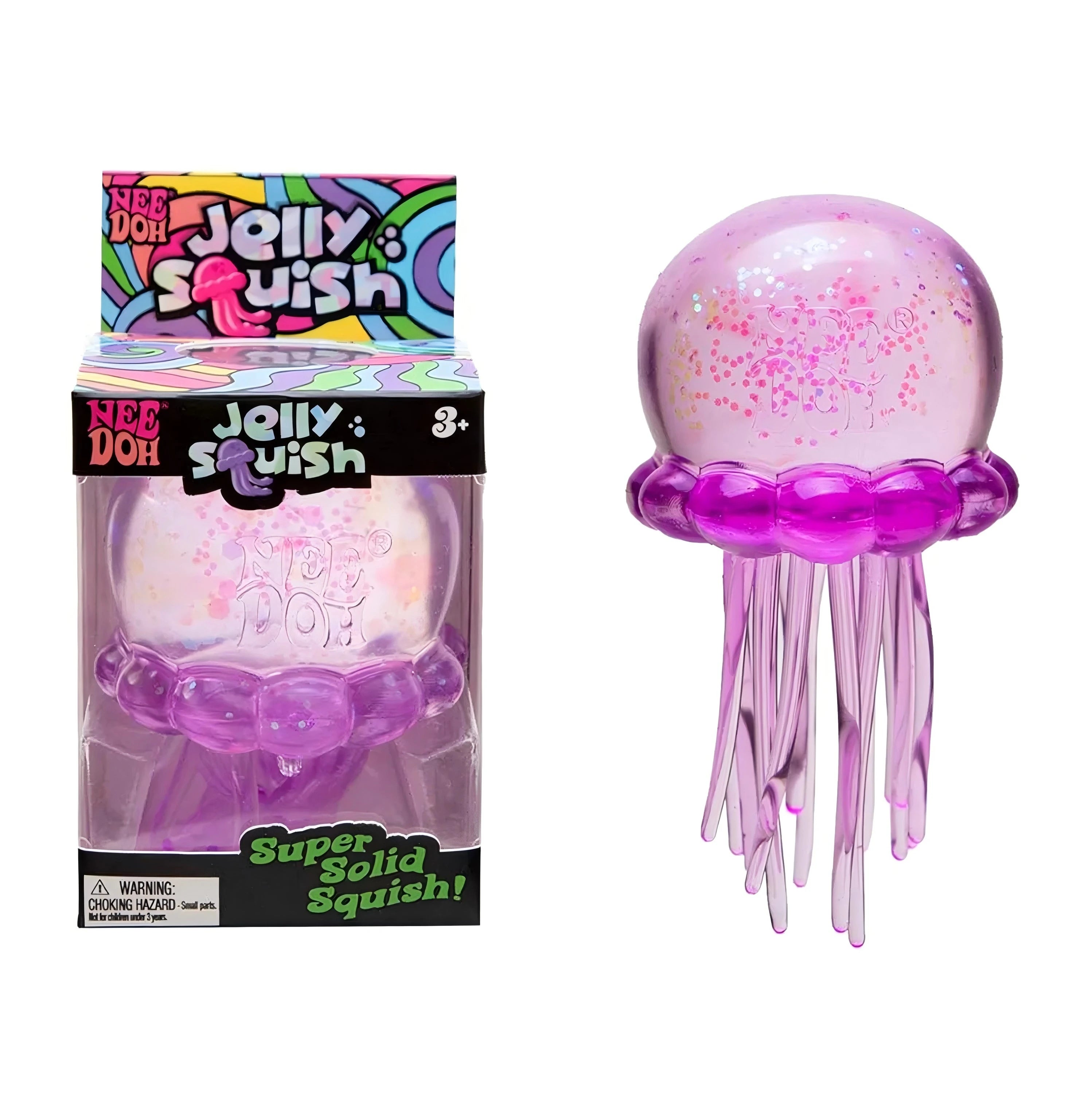 Nee Doh Jellyfish & Cube Squish Toy, Soft Jelly Squeeze Stress Relief Fidget Toy, Sensory Needoh for Kids & Adults