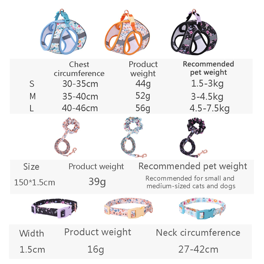 Small Dog & Cat Harness Leash Set